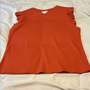 3/$10 Time and Tru Rust Ruffle Sleeve Blouse